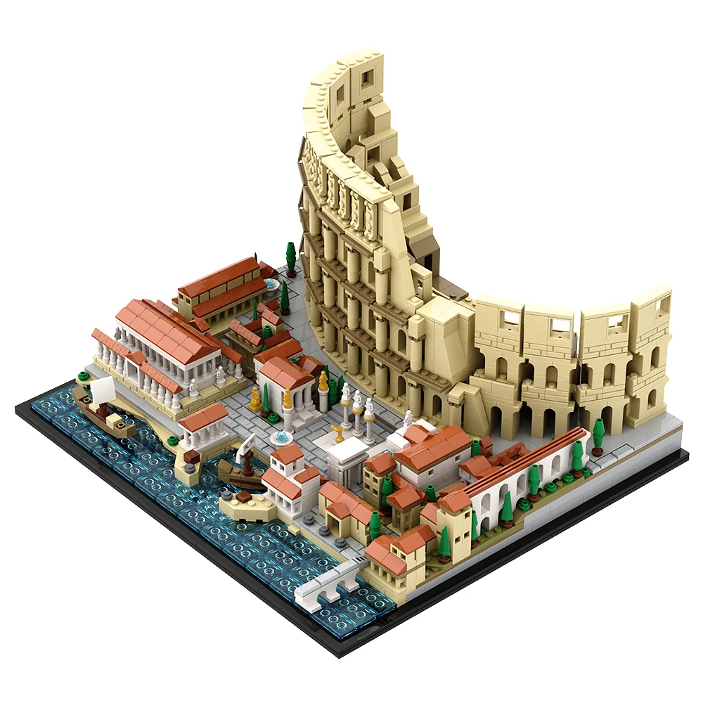 Gobricks-Coliseo romano MOC para niños, modelo de arquitectura, juego de bloques de construcción, monstruo de la bestia antigua, Base de batalla, juguetes de ladrillo