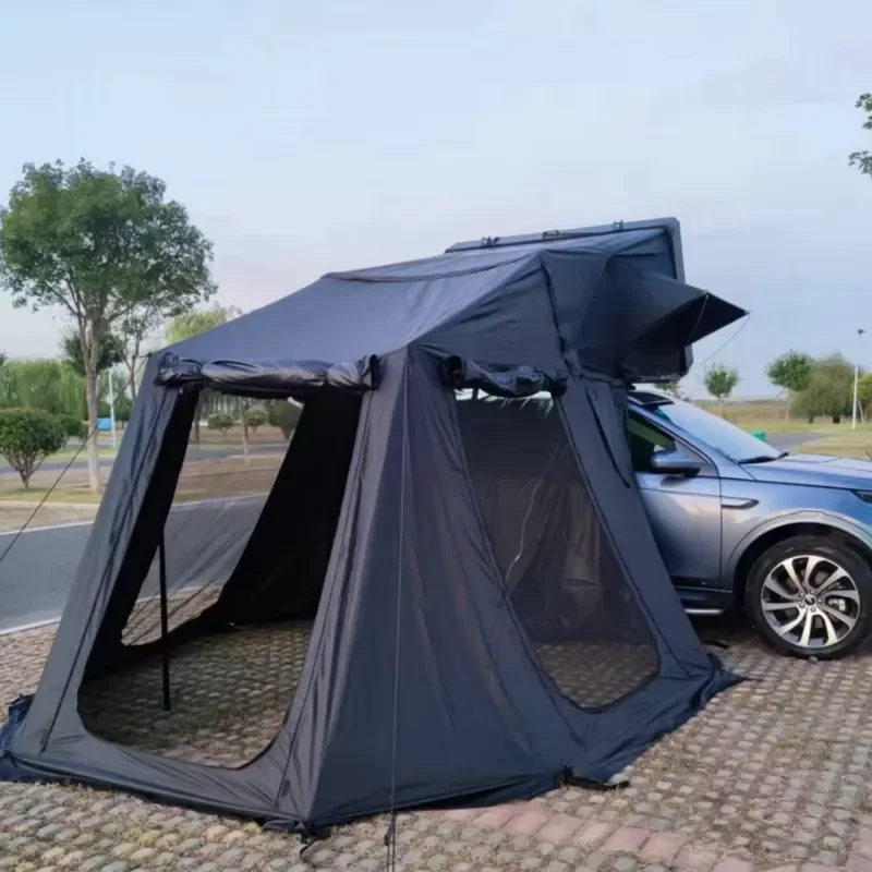 Side Open 4x4 Off-Road SUV Van Roof Top Tent with Annex Room Camping Canvas Double Layer Four-season Waterproof 3-4 Person