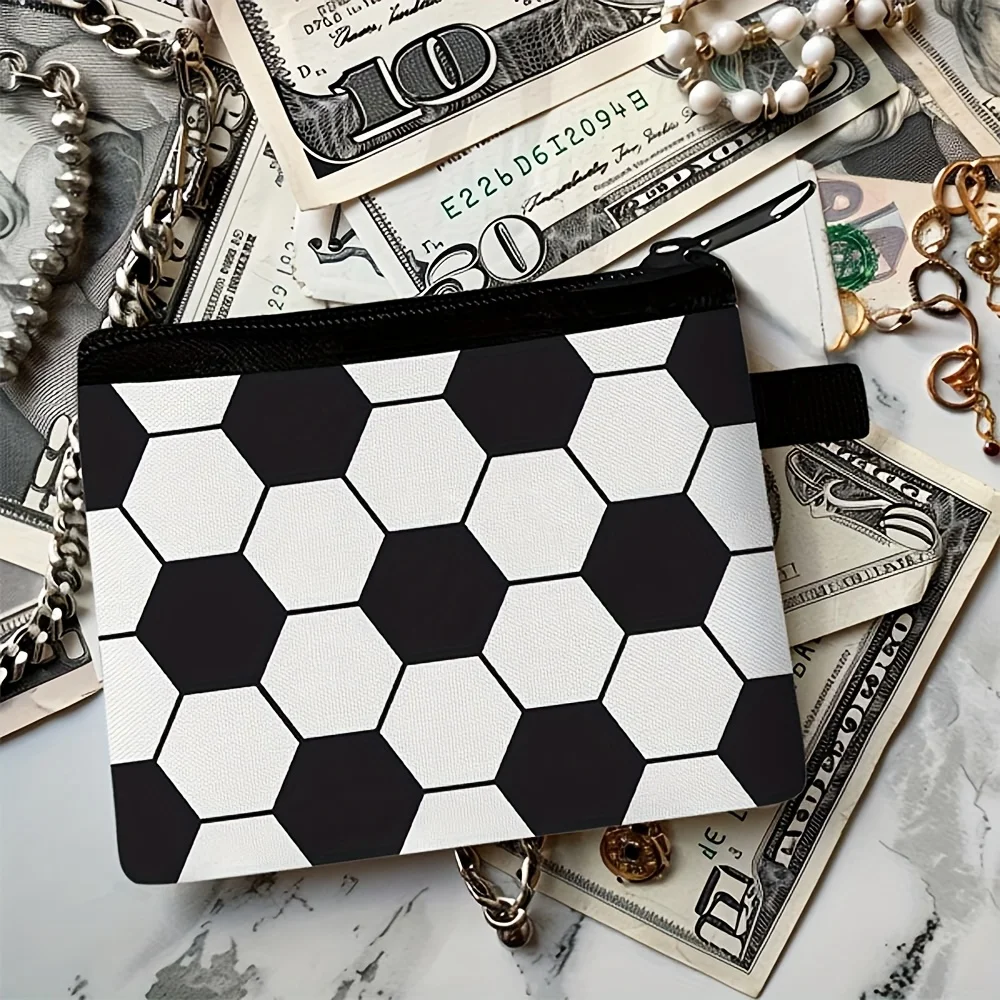 Soccer Basketball Coin Purse Storage Bag Wallet Organizer Coin Pouch Keychain Case Hand Bag for Earplugs Boys Sports Fans