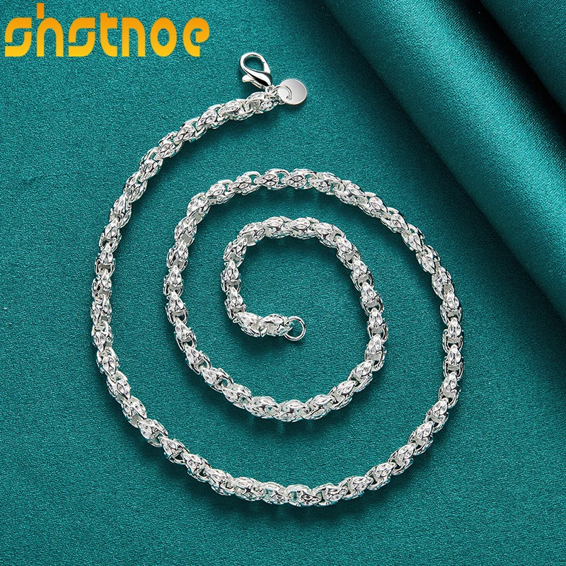 SHSTONE 925 Sterling Silver 5mm 20/24 Inch Chain Faucet Necklace For Women Man Engagement Wedding Fashion Elegant Charm Jewelry