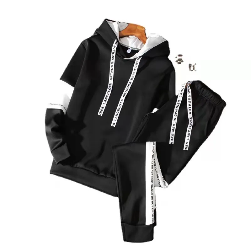 Men's/Women's Sweater Pant Sets Casual Black White Hooded Set Long Sleeve Men Suit 2 Piece Sets Women Outfit Hoodies for Men