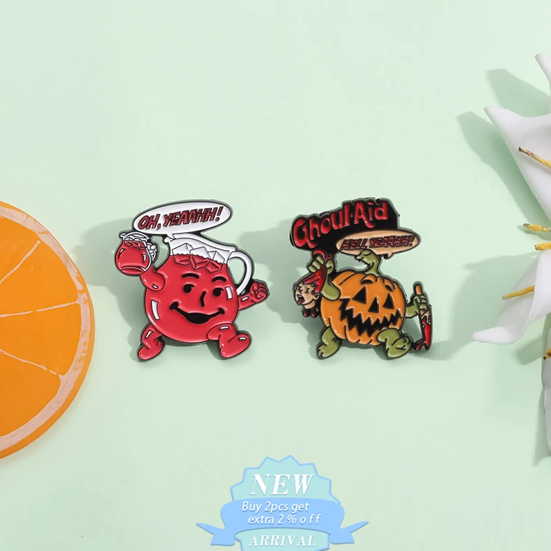 Halloween Pumpkin Joker Enamel Pins Ghoulaid Hello Yeaahh Anti-Cult Brooch Lapel Badges Gothic Jewelry Gift For Friends