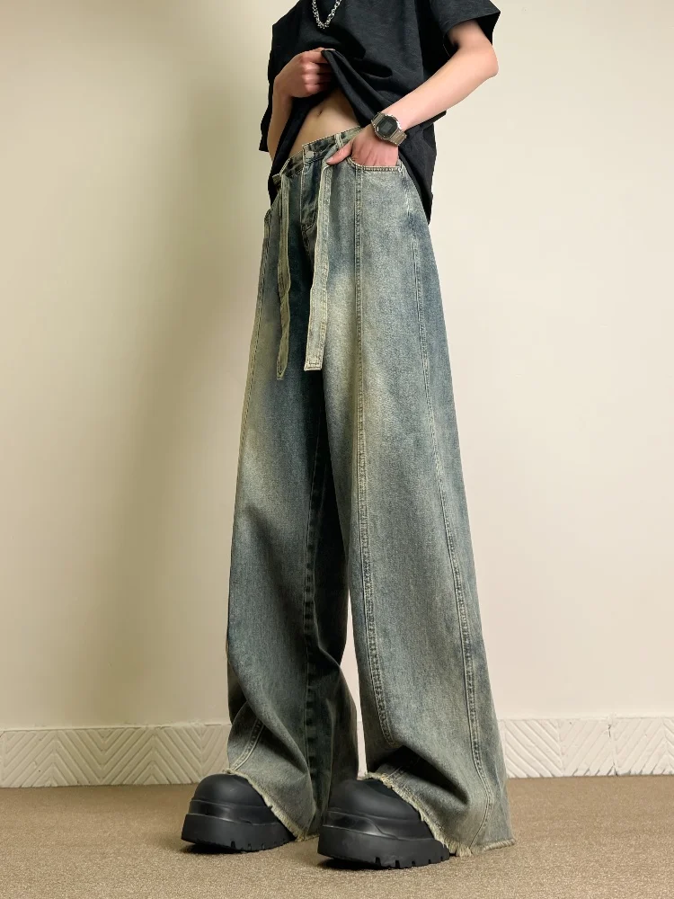 

American High Street Slim Fit Straight Leg Jeans Men's Vibe Thin Loose Wide Leg Pants Autumn Wear Comfortable Long Trousers