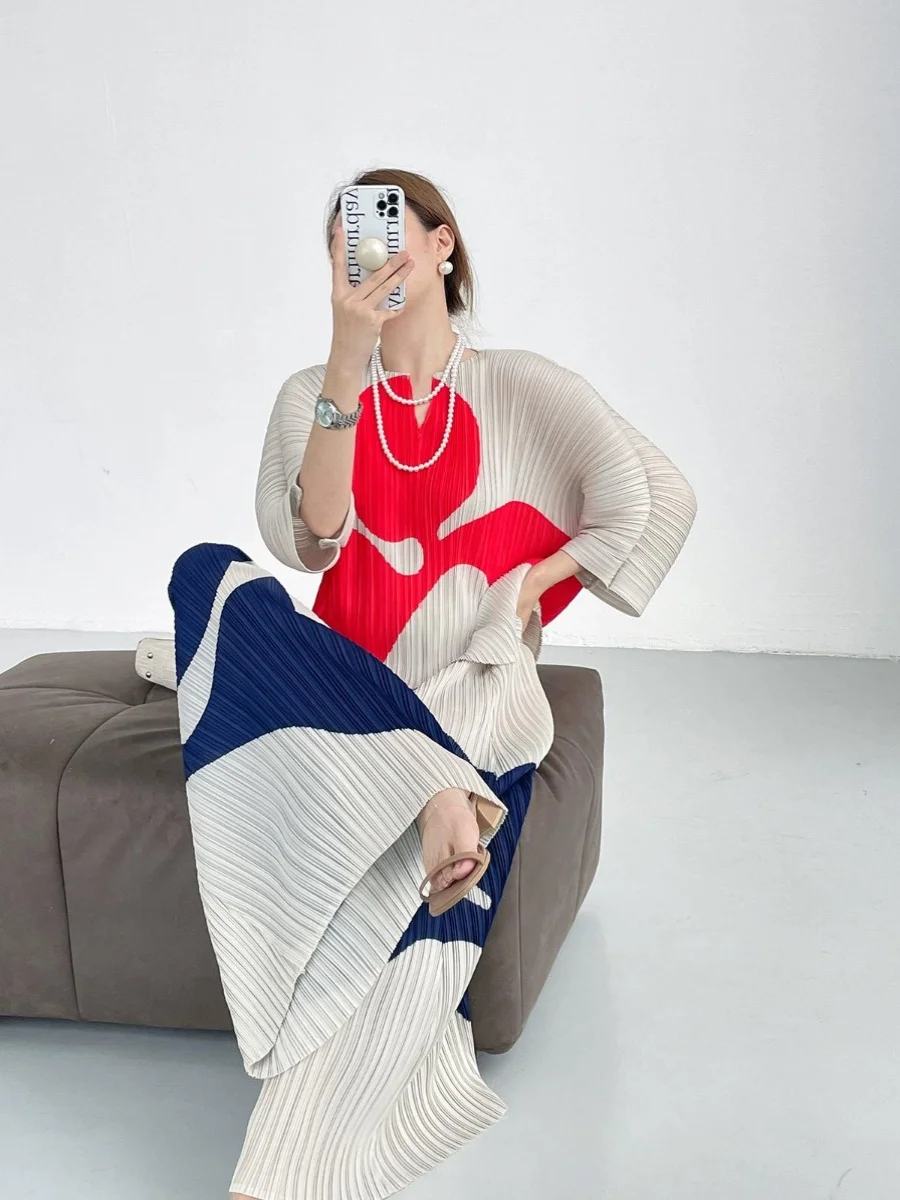 

Faionable Loose Printed Pleated Set Slimming Long Pants Women's Polyester Autumn Collection 8-25 Years Old