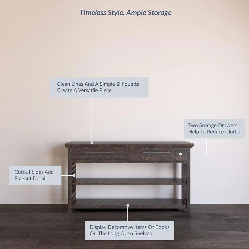 Mesa de sofá decorativa de madera de 3 niveles con 2 estantes, ideal para entrada, sala de estar o pasillo - 55