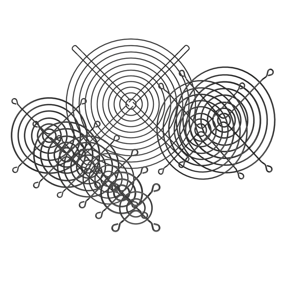 Grilles de ventilateur en maille métallique noire, 2 pièces, 40mm 50mm 60mm 70mm 80mm 90mm 120mm 200mm, filet de protection des doigts, coque d'ordinateur, gril de ventilateur