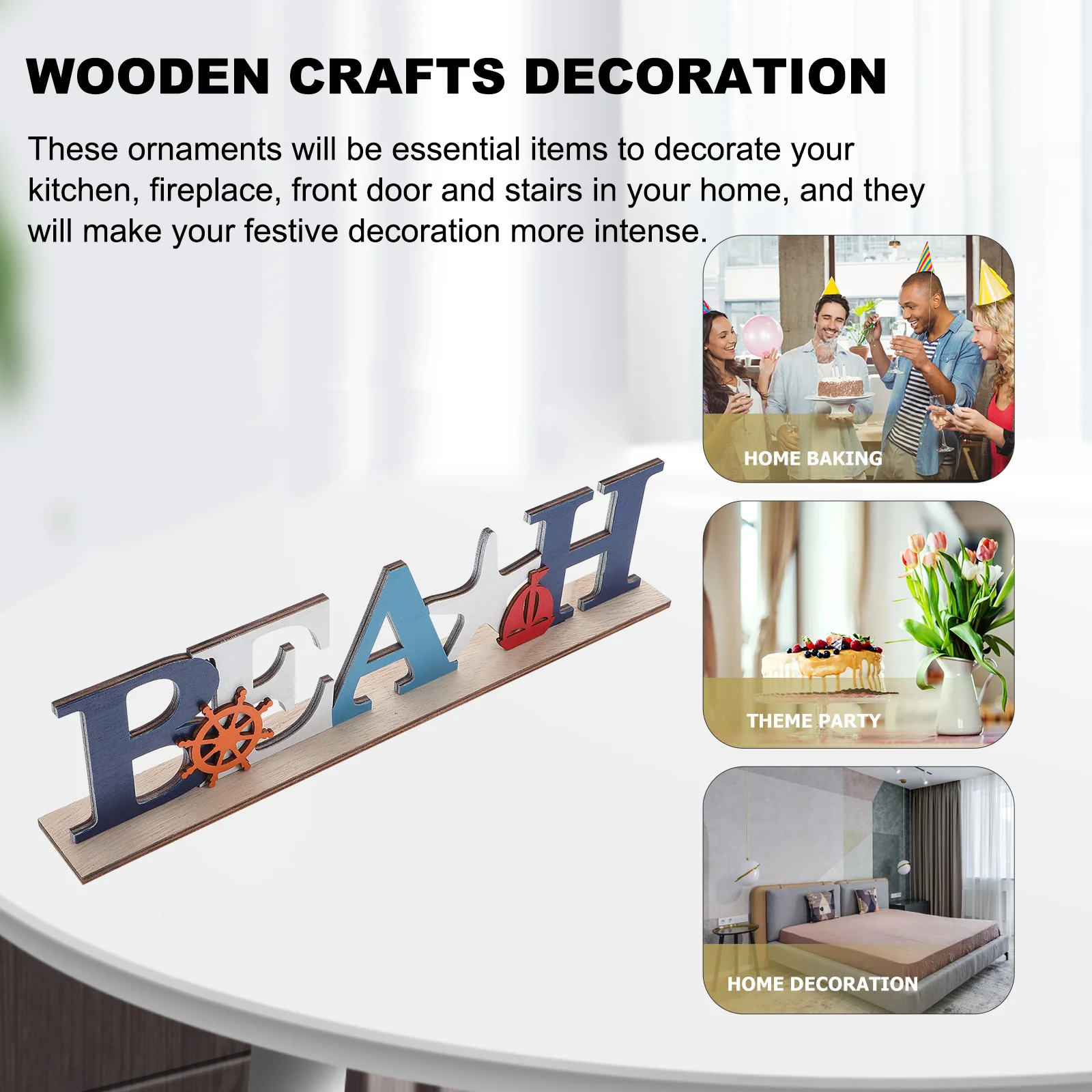 Home Decor Letter Ornaments Desktop Adornment Signage Marine Style Decoration Wooden Crafts Creative Word