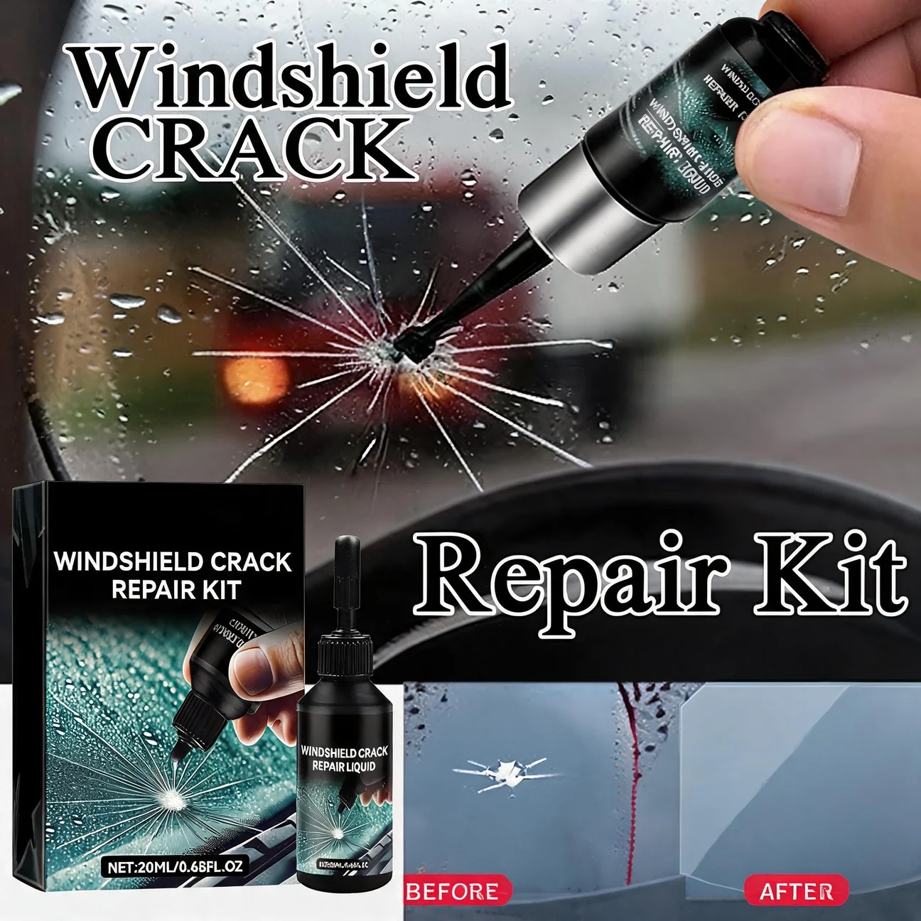1-5 Set Car Windshield Cracks Remover Auto Glass Nano Repair Fluid Set Window Glass Repair Kit Car Window Repair Tool