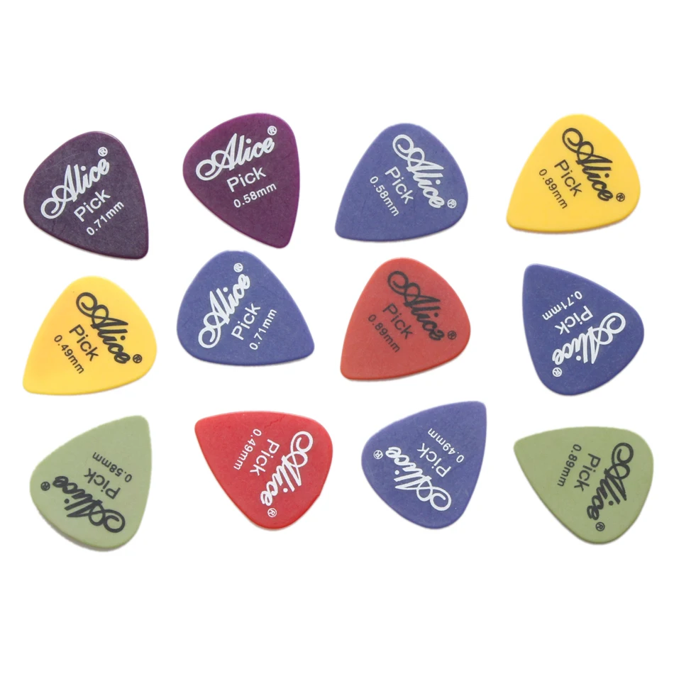 Alice AP-12T 12Pcs/Lot Delrin Guitar Picks for Acoustic Electric Guitar Plectrum 0.49mm/0.58mm/0.71mm/0.89mm Mixed