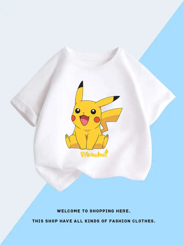 

Сопутствующие товары Pokémon Pikachu Pikachu — мягкая хлопковая футболка с короткими рукавами для детей с дизайном в стиле аниме