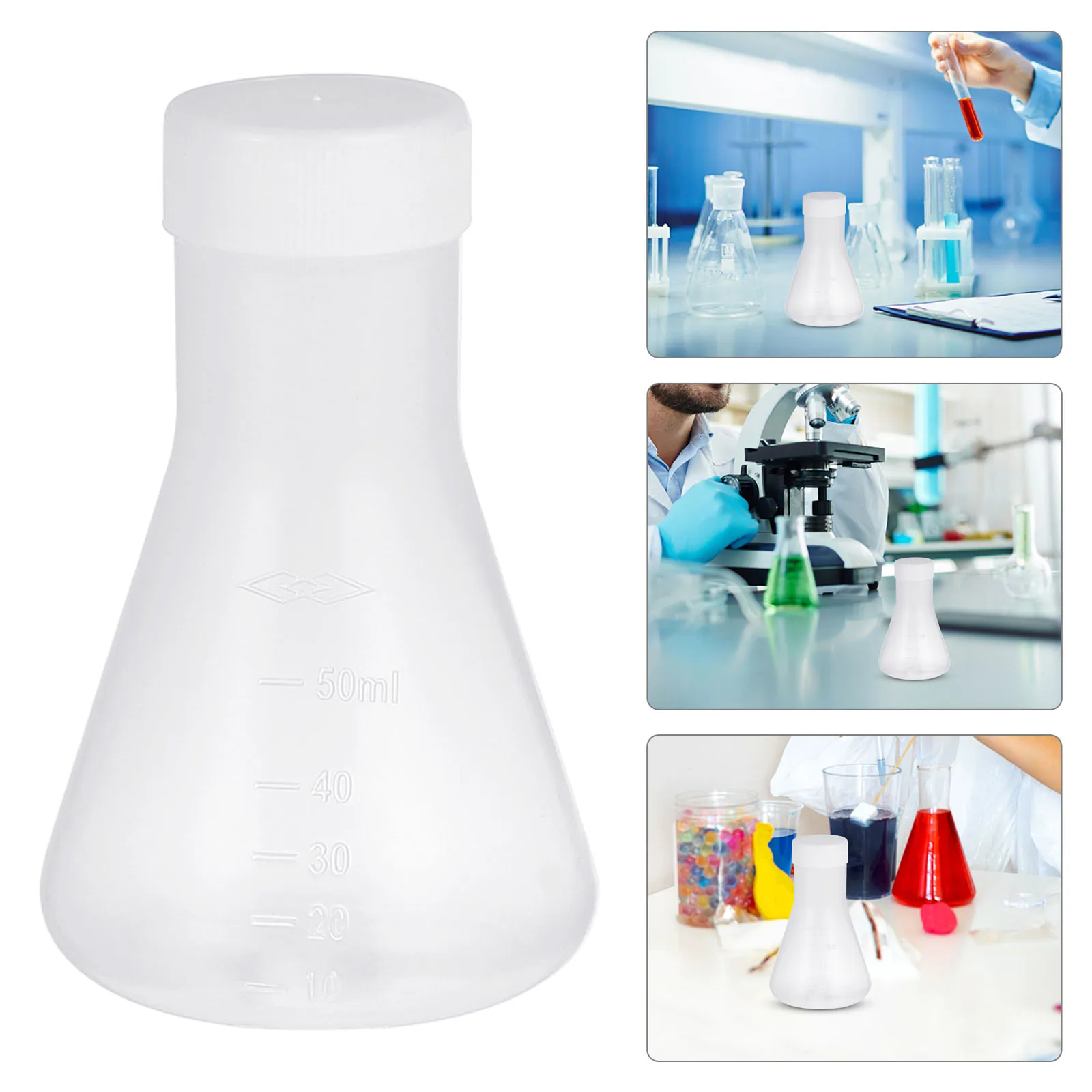 

5Pcs Plastic Flask Professional Erlenmeyer Flask Ecofriendly PP Material Clear Scale Accurate Measurement Transparent Body