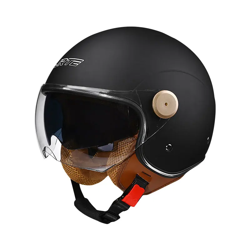 Dual Lens Open Face Helmet DOT ECE Retro Jet Helmet Semi-open Motorcycle Helmets 3/4 Open Half Helmet Double Visors - Best Gifts
