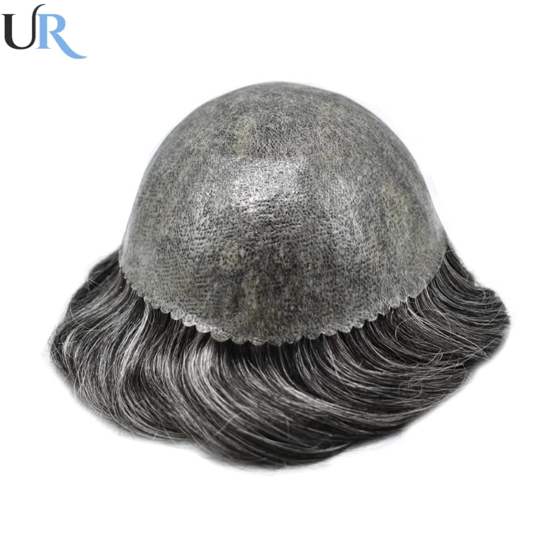 Old man 1B65 Hair 100% Human Hair System Unit Capillary Prosthesis Men Durable Wigs For Men 0.1mm Full Pu Male Hair Prosthesis