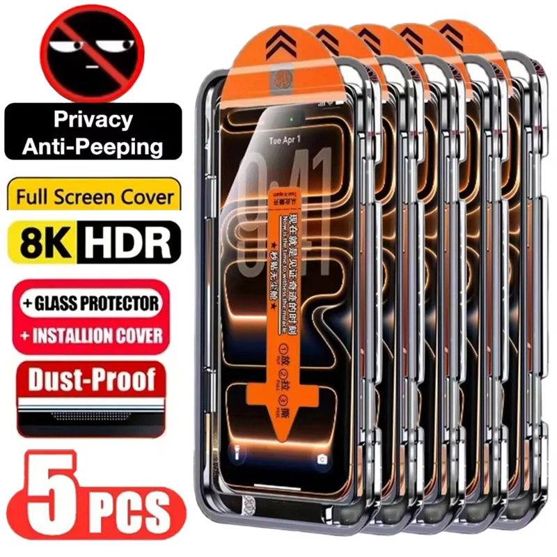 

Dust Free Install Privacy Tempered Glass Film For OPPO A3x A6t A5m A6s A6c A5x A5i A6 Pro 4G 5G Anti Spy Peep Screen Protector