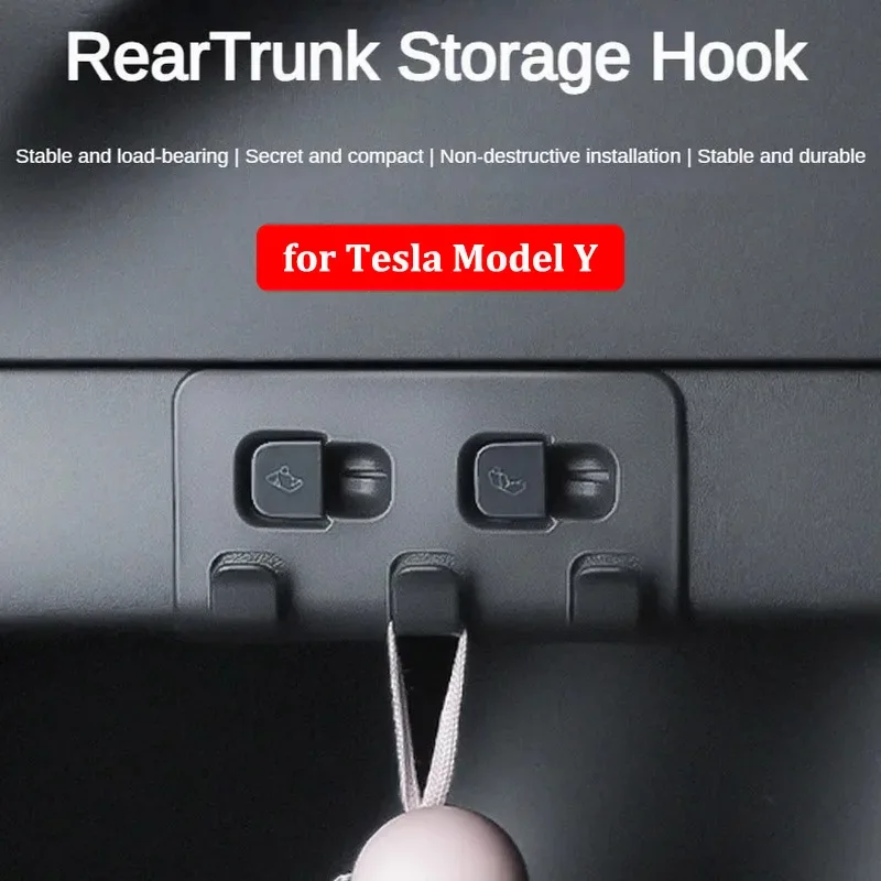 Updated Rear Trunk Hook For Tesla Model Y 2024 Storage Holder Hook for Luggage Bag Umbrella Hanger ModelY Interior Accessories