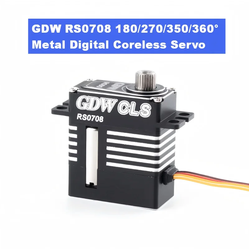

Микроцифровой сервопривод 7,5 кг 20 г, бесколлекторный двигатель GDW RS0708, полностью металлический, высокая скорость 0,08 с, 180/270/350° ° для радиоуправляемых самолетов и роботов C