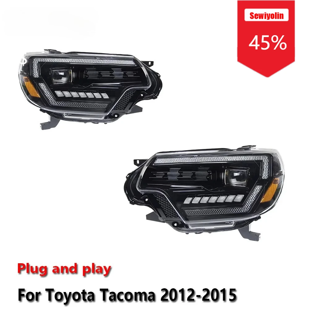 

Sewiyolin автомобильные светодиодные фары в сборе для Toyota Tacoma 2012-2015 противотуманные фары DRL тормозной указатель поворота Plug and Play