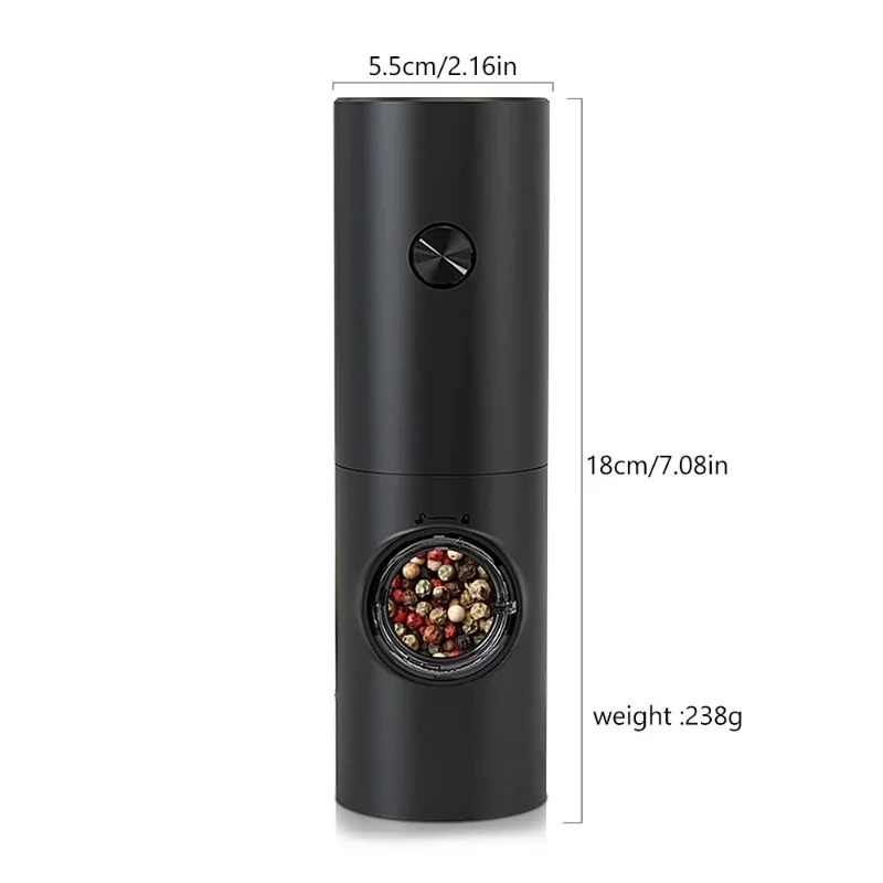 Electric Salt and Pepper Grinder Rechargeable Adjustable Coarseness Spice Mill Battery Powered Kitchen Automatic Gadget