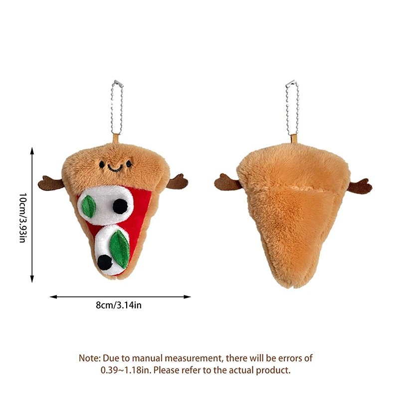 Venda quente bonito pelúcia mini pizza pingente menina mochila pingente presente de aniversário chave pingente
