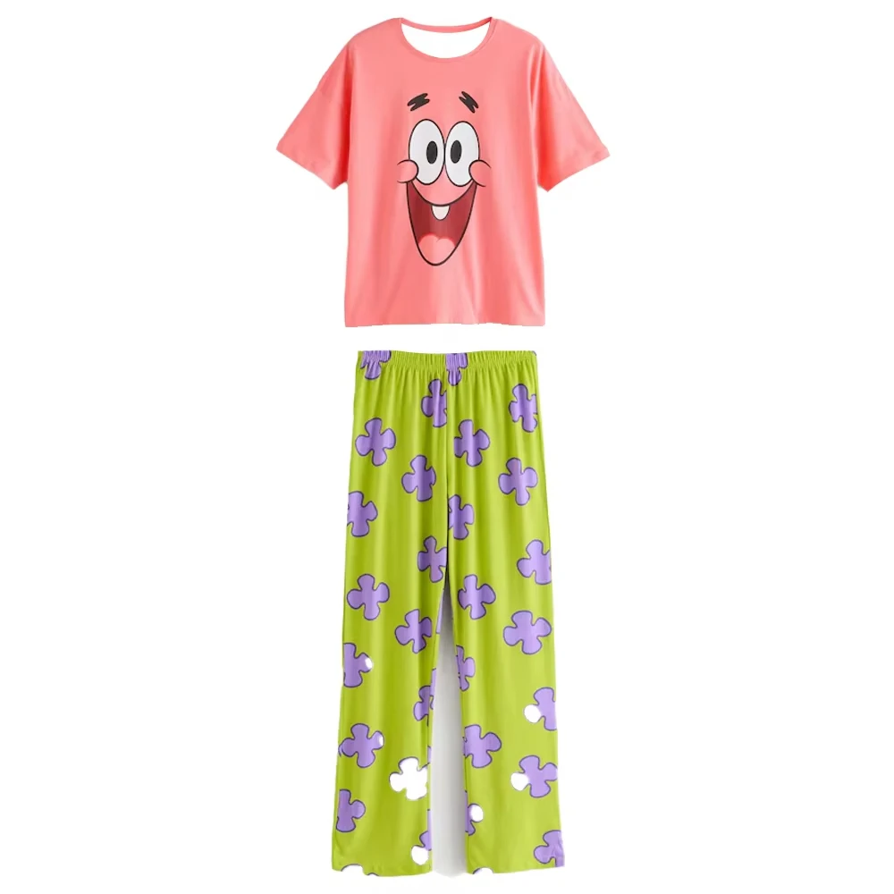 2026 Summer Fashion New SpongeBob SquarePants Set Adult Oversized Set Y2K Fashion Men's and Women's Sports and Leisure Set Large