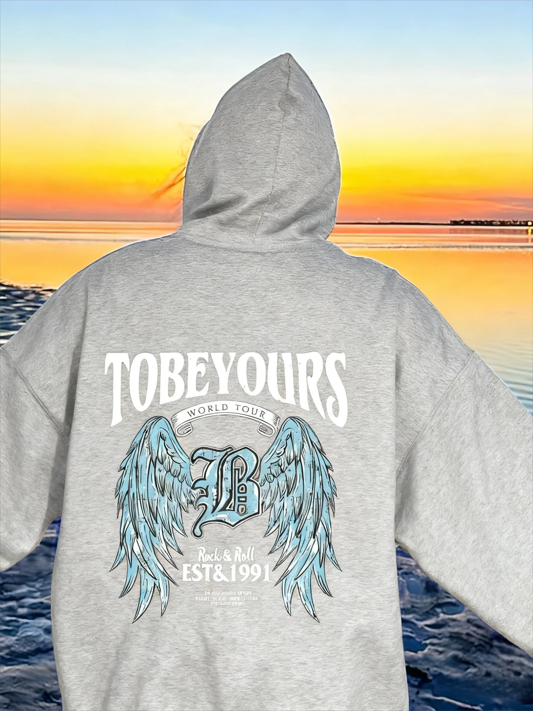 Wings Graphic Printing Autumn and Winter Cotton Men's and Women's Hoodies Casual Outdoor Street Sports Loose Training Brand