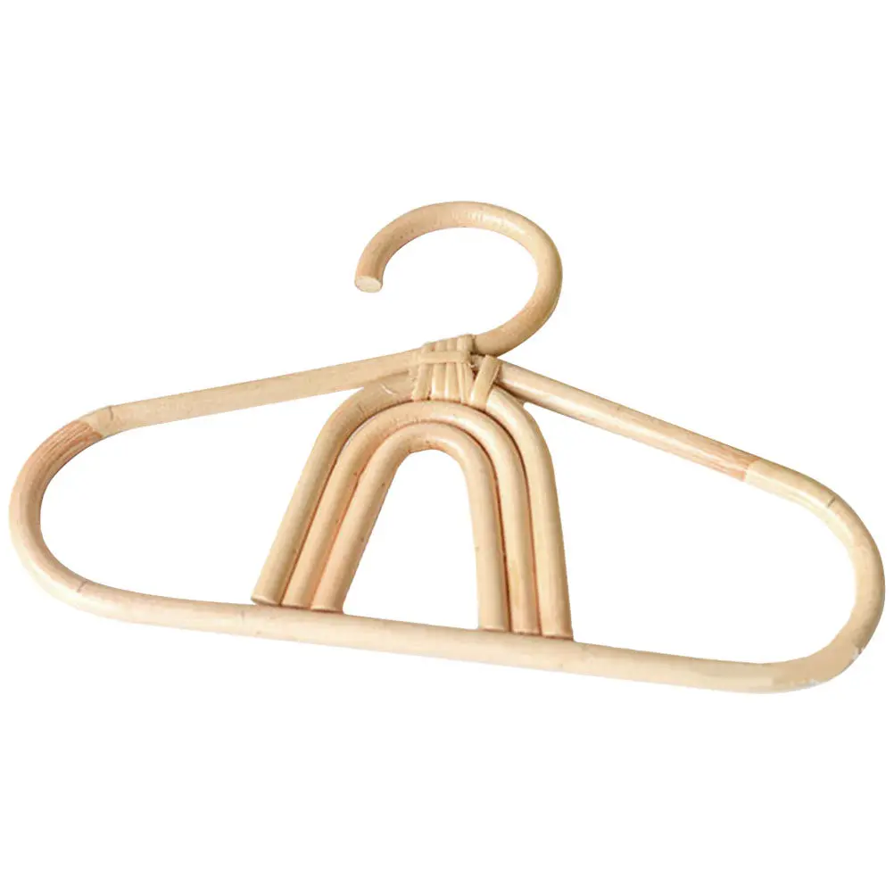 Rattan Baby Hanger Compact Natural Woven Kids Clothing Hanger Smooth Surface Scratch-Free for Newborn Infant Toddler Clothes