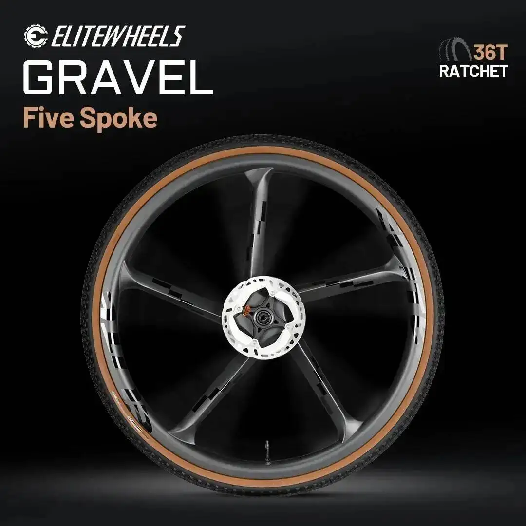 

Карбоновые колеса ELITEWHEELS с пятью спицами для гравийных дорог, система Ratchet, втулка Center Lock, 700c, для трейла и кросс-кантри, дисковые тормоза, безкронштейнковые, 34x27 мм