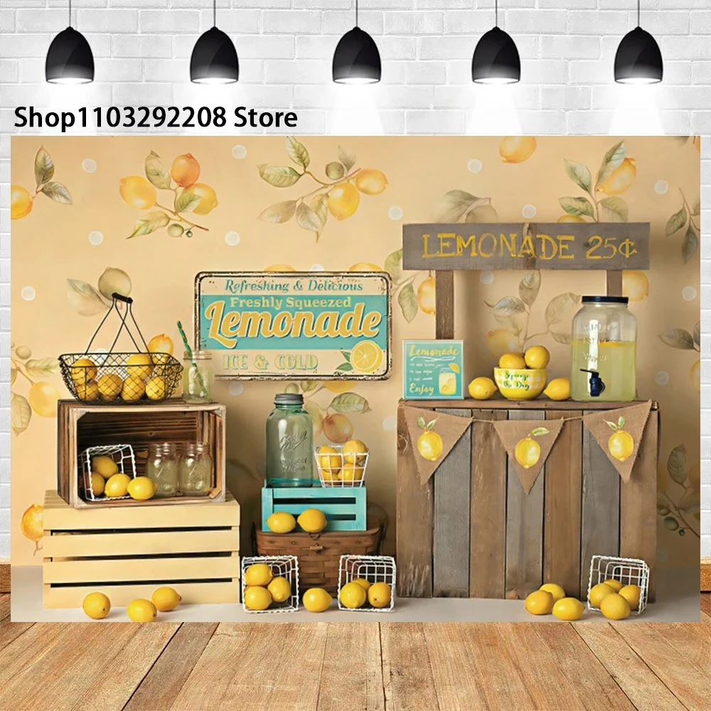 Lemon Booth Shop Theme Photography Background Baby Shower Kids Birthday Party Newborn Baby Portrait Photo Banner Studio Props