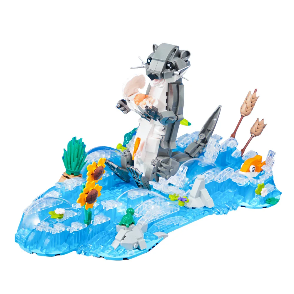 

MOC Water Otter Animal Water World Building Blocks Fish Ocean Sea Ecological Series Decor Toy For Children Holiday Birthday Gift