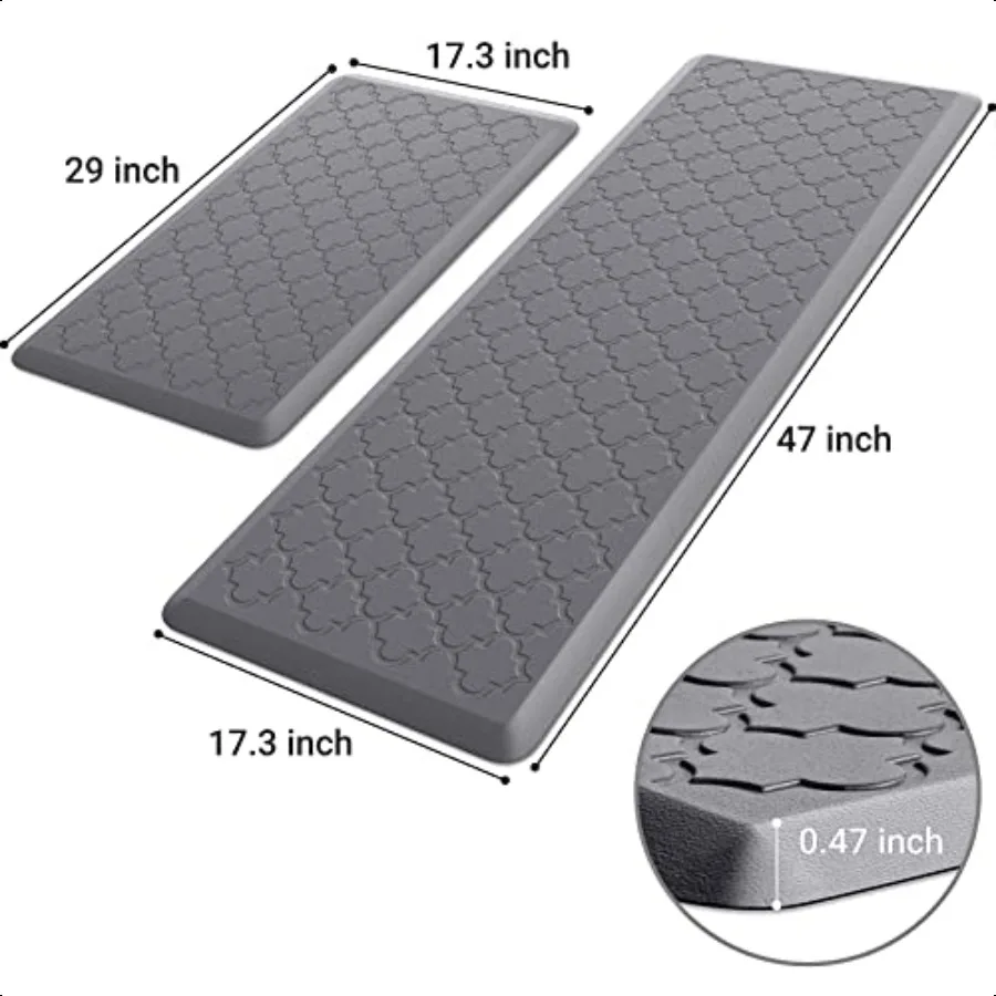 Kitchen Mat [2 PCS] Cushioned AntiFatigue Floor Mat Waterproof Noid Ergonomic Comfort Foam Rugs Standing Mat for Kitchen Floor