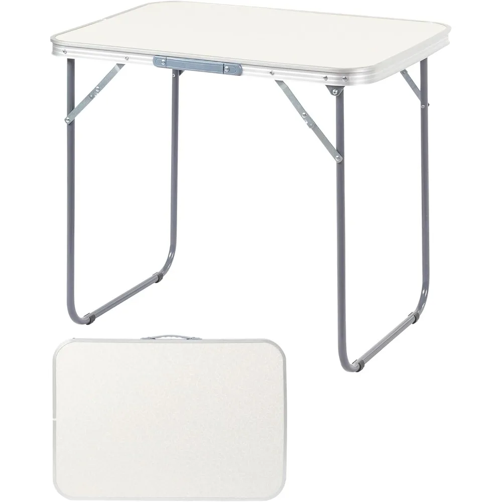 

Aluminum Folding Camping Table Outdoor Lightweight Picnic Table, 27"x20"x24", Portable Silver Rectangular Table for BBQ, RV, Bea