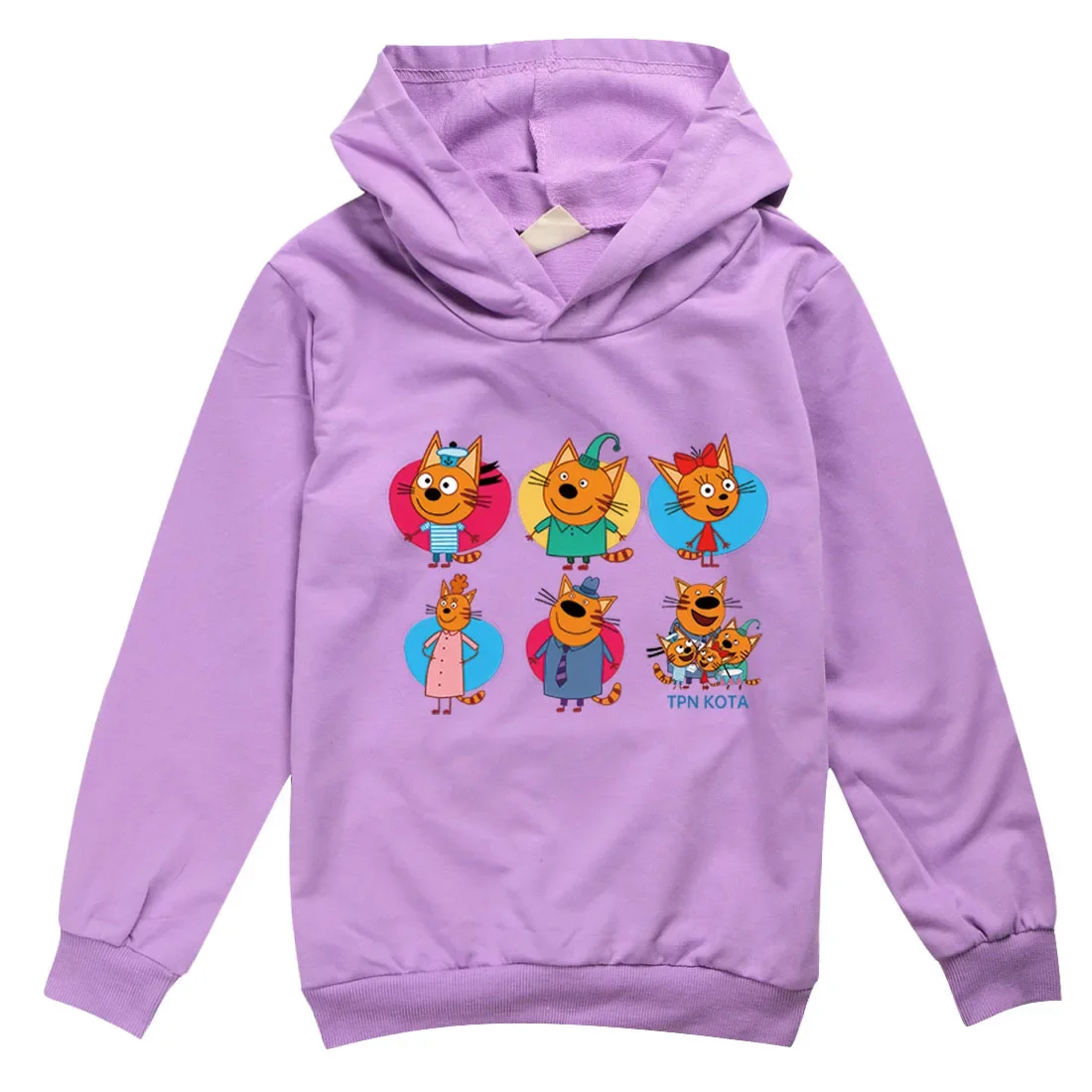 Minha família Três gatos felizes moletons, Casacos de algodão com capuz infantil, Roupas da moda para meninos e meninas, Russo