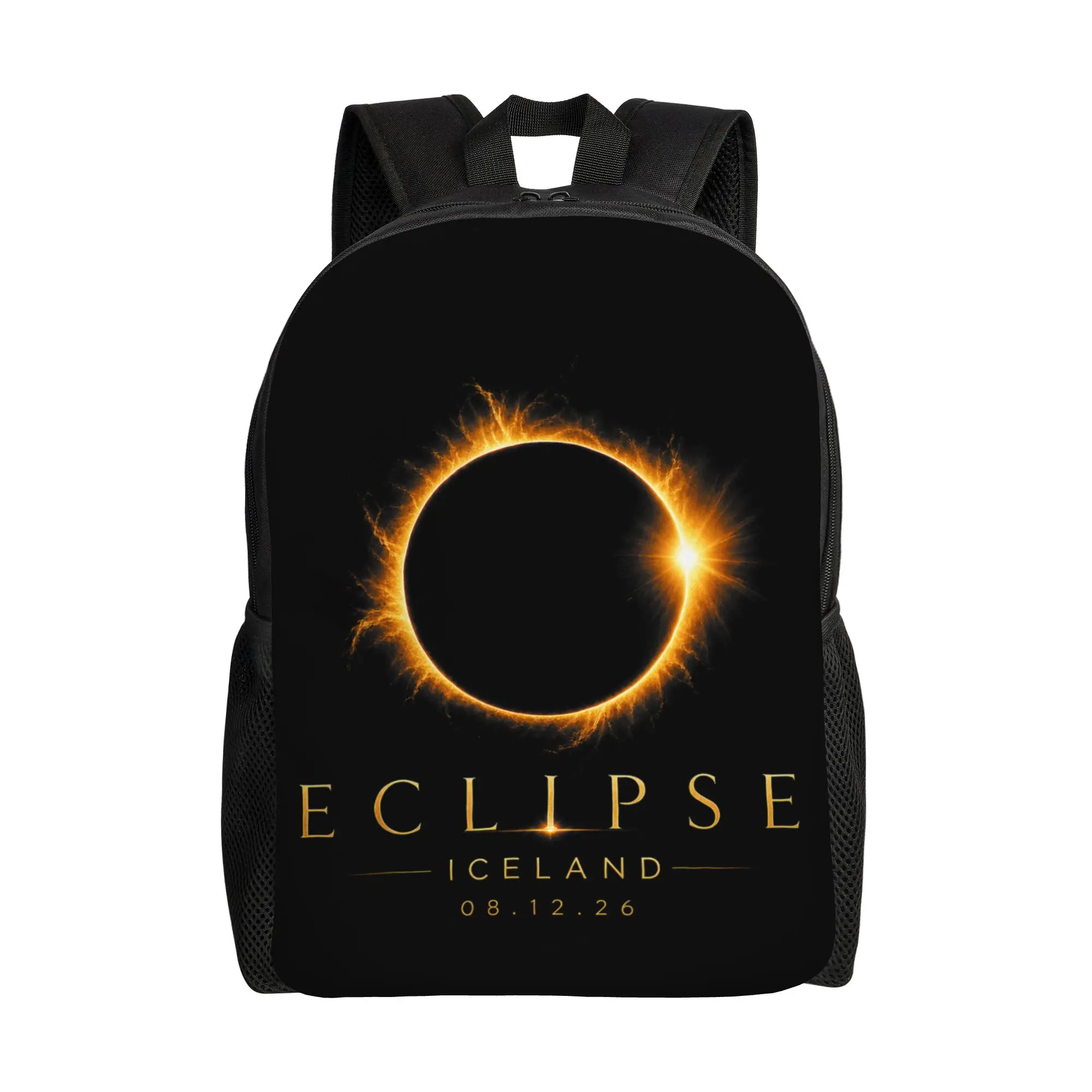 2026 Solar Eclipse Iceland Total Eclipse Iceland Backpack for Men Women Cool Student Daypack  Laptop Computer Shoulder Bag Gift