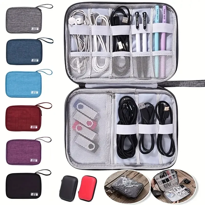 Portable Cable Storage Bag Waterproof Digital Electronic Organizer USB Data Line Charger Plug Storage Bag Travel Cable Organizer