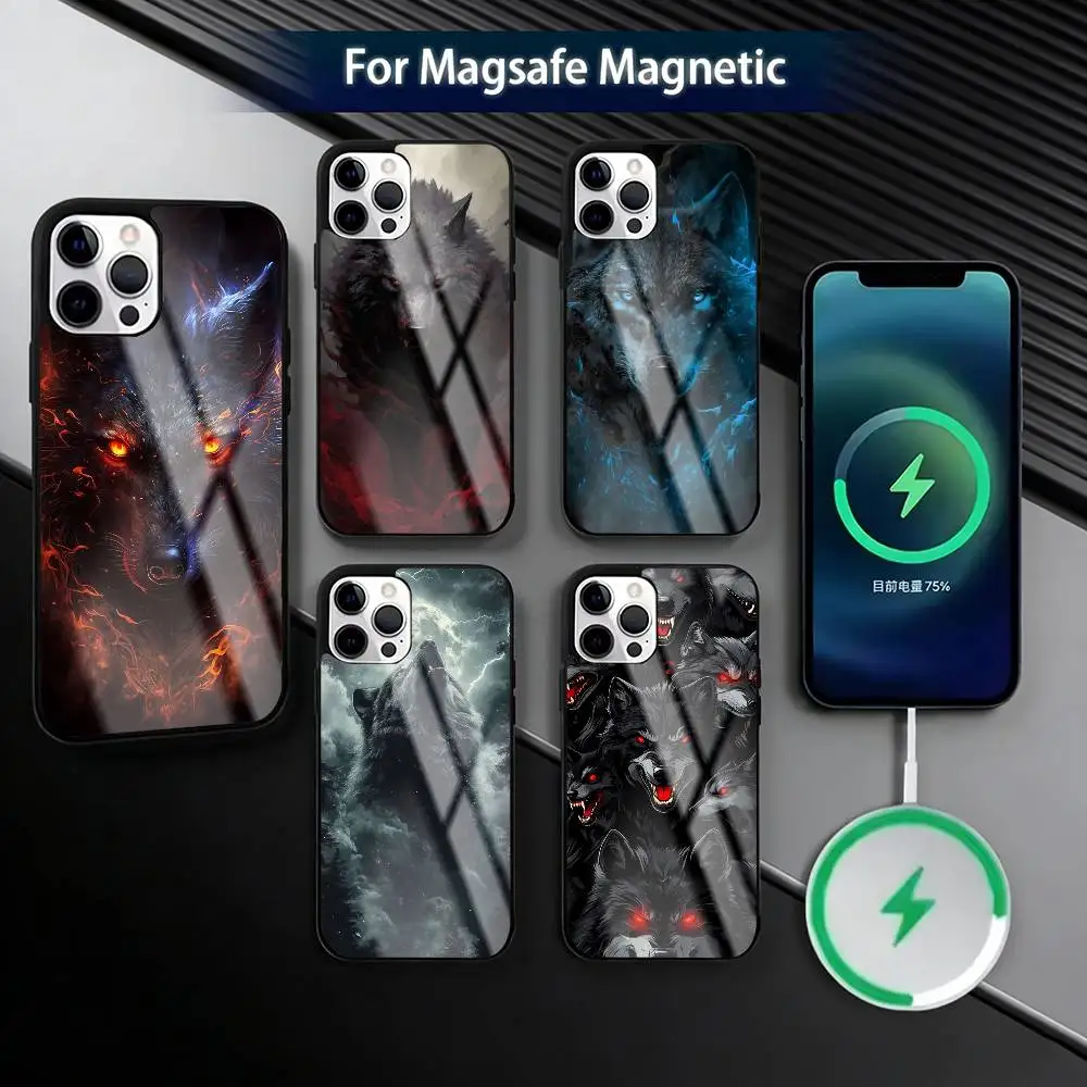 

Angry Animal W-Wolf Fierce Phone Case For iPhone17,16,15,14,13,12,11 Plus,Pro Magnetic with Magsafe Wireless Charging