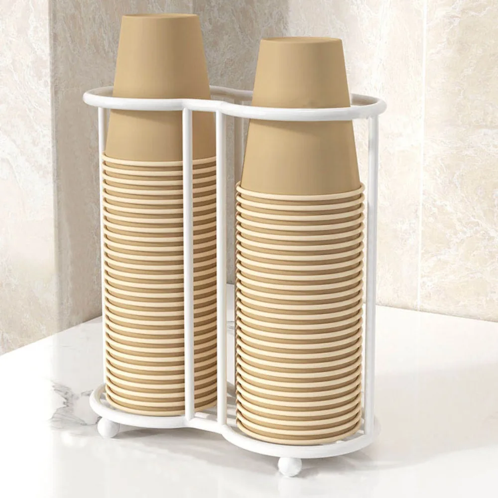 حامل أكواب ورقي للمطبخ معدني بسعة كبيرة ورف تخزين الأكواب بطبقة واحدة وتصميم مجوف #5