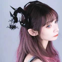 남녀공용 코스프레 펑크 기능 로리타 악마 뿔 마스크, 전사 하프 페이스 마스크 소품, 사이버 기계식 코스프레, 멋진 파티