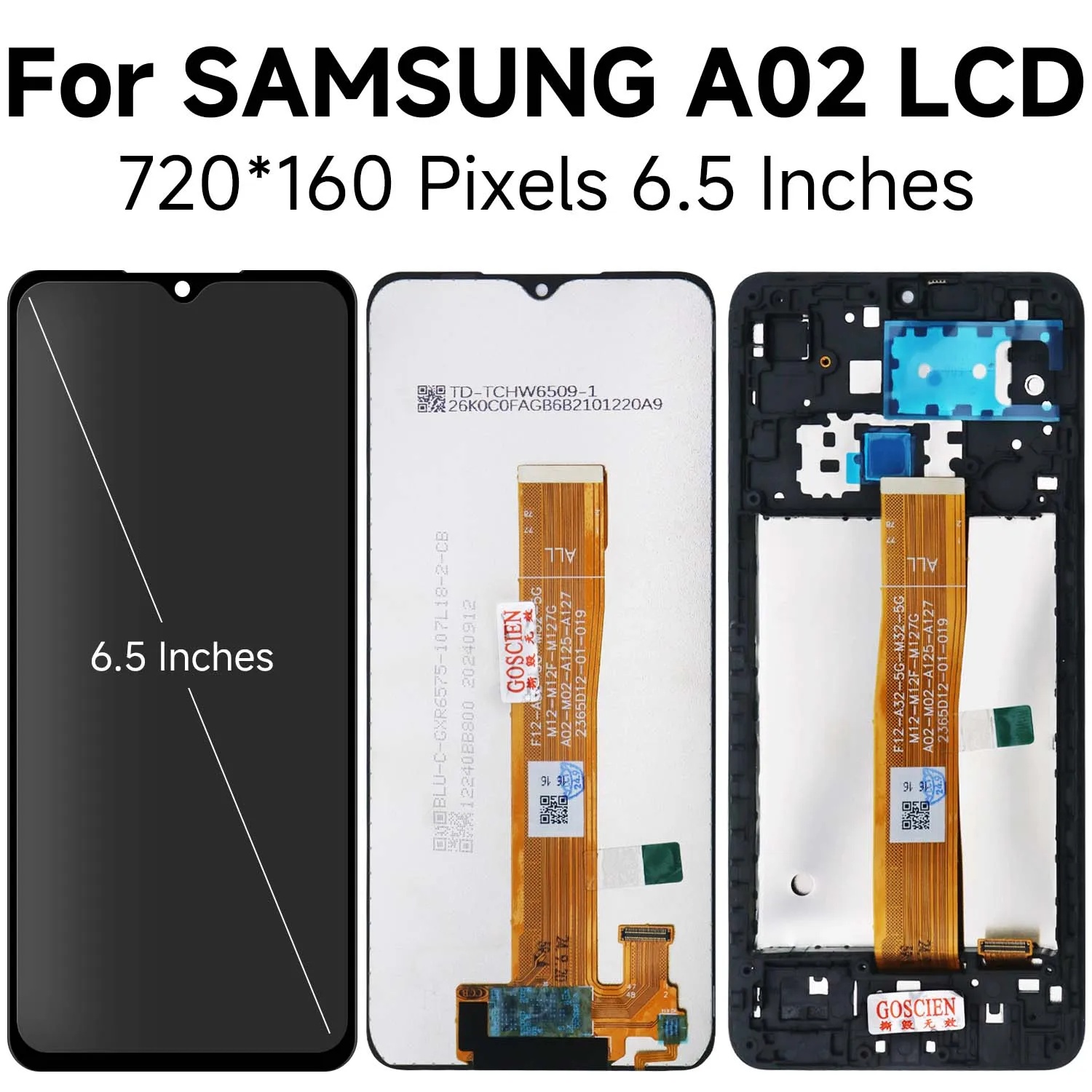 6.5 inch For Samsung Galaxy A02 Display A022 A022M A022F A022G SM-A022F LCD display touch screen with frame assembly Replace