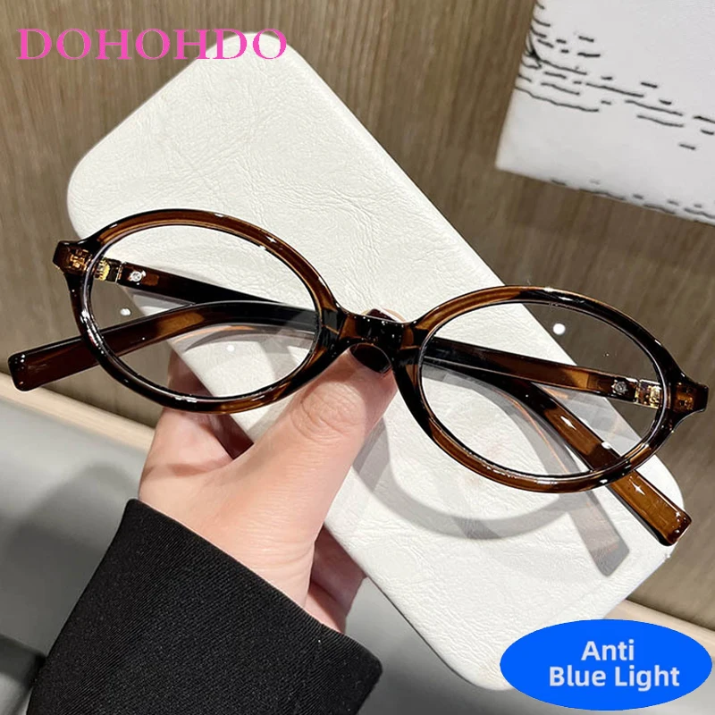 

Retro Trendy Small Frame Oval Computer Optical Glasses Frame Women Men Fashion Brand Designer Reading Anti-Blue Light Eyeglasses