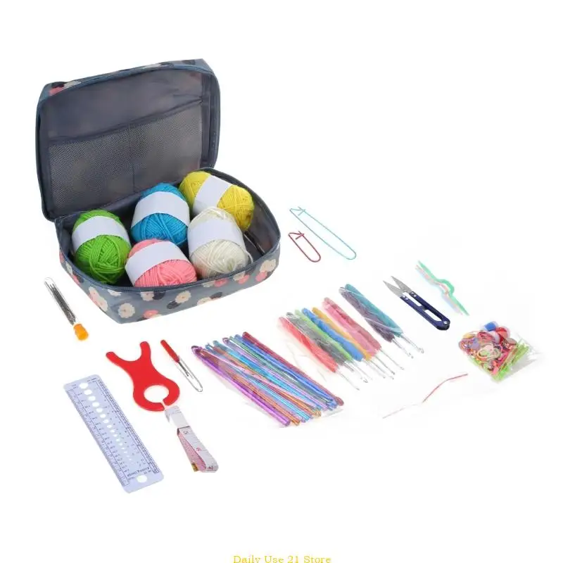 

107 Pieces Portable Crochet Starter Kits Beginners Crochet and Crochet Yarn Kits