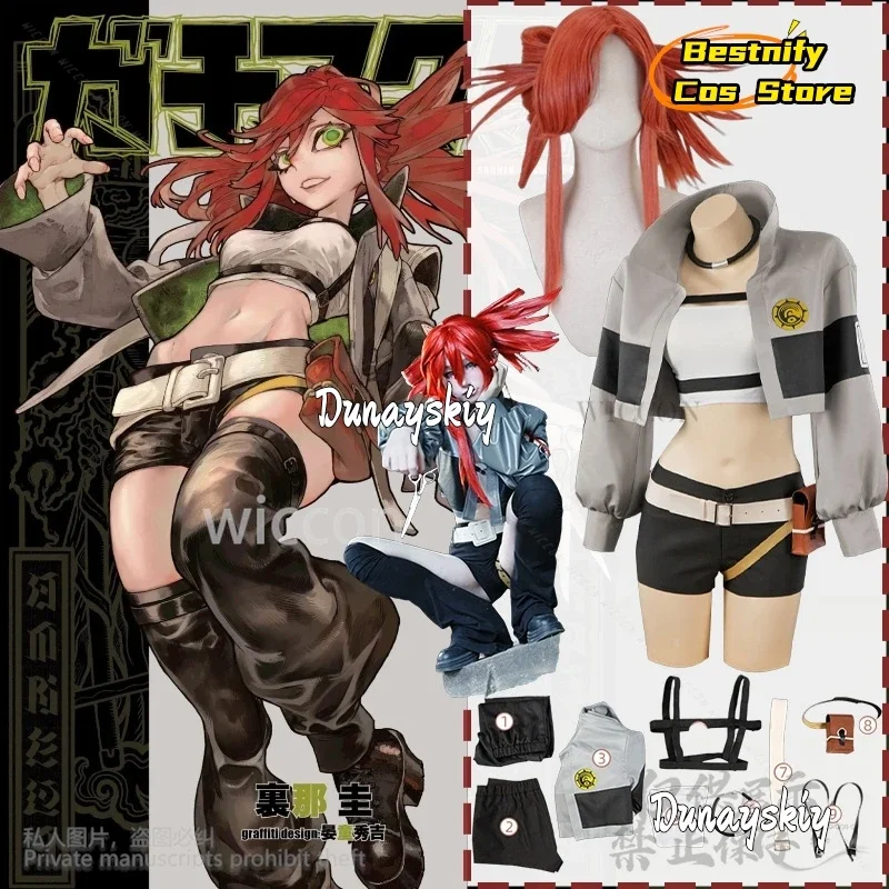 

CosplayNew Anime GACHIAKUTA Cosplay Riyo Costume Punk Fashionable Short Jacket Shorts Y2K Uniform Jirai Kei Girls Wigs Bag 코스프레