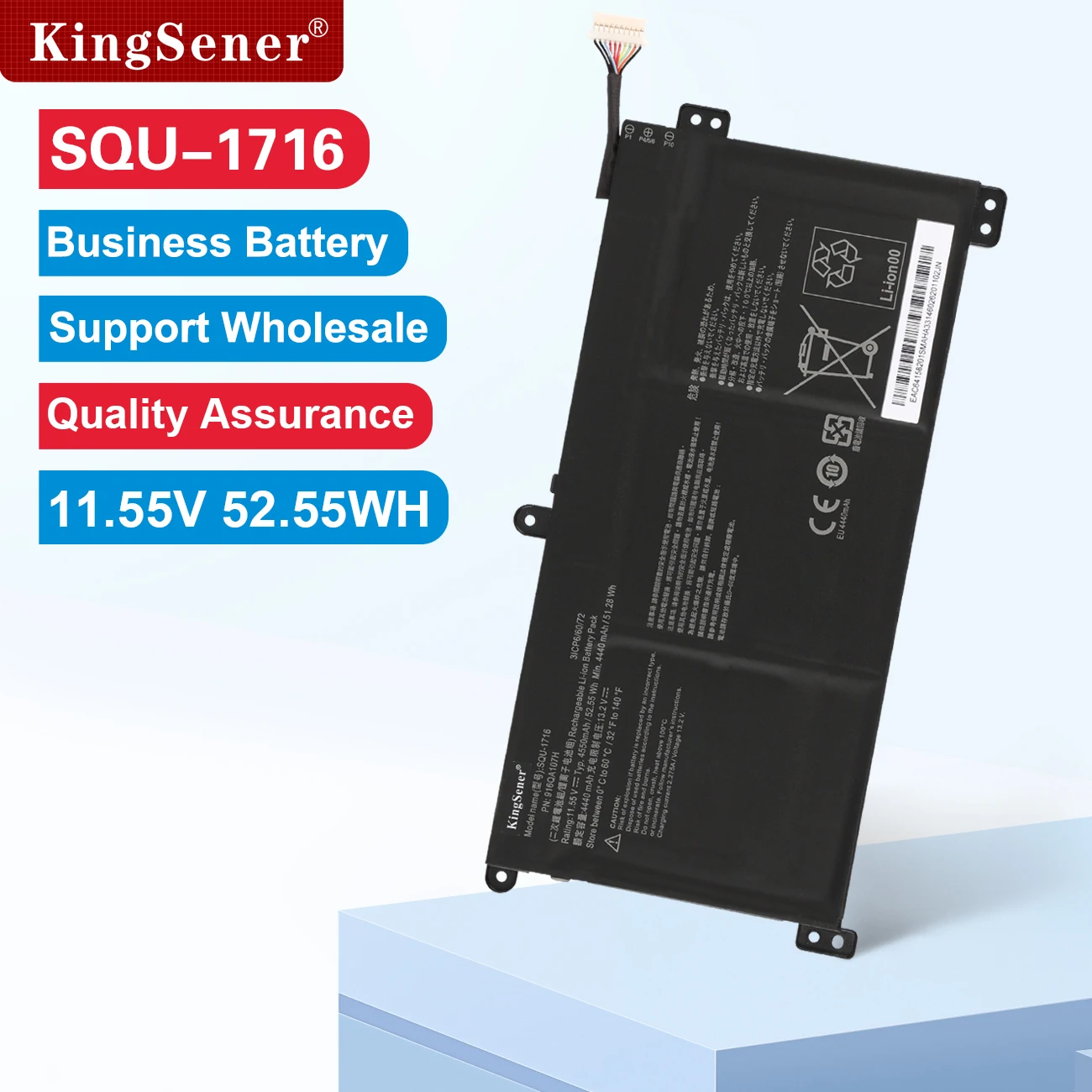 

KingSener SQU-1716 SQU-1717 Laptop Battery For Hasee KINGBOOK U65A QL9S04 916QA107H 916QA108H 11.55V 4550mAh 52.55WH