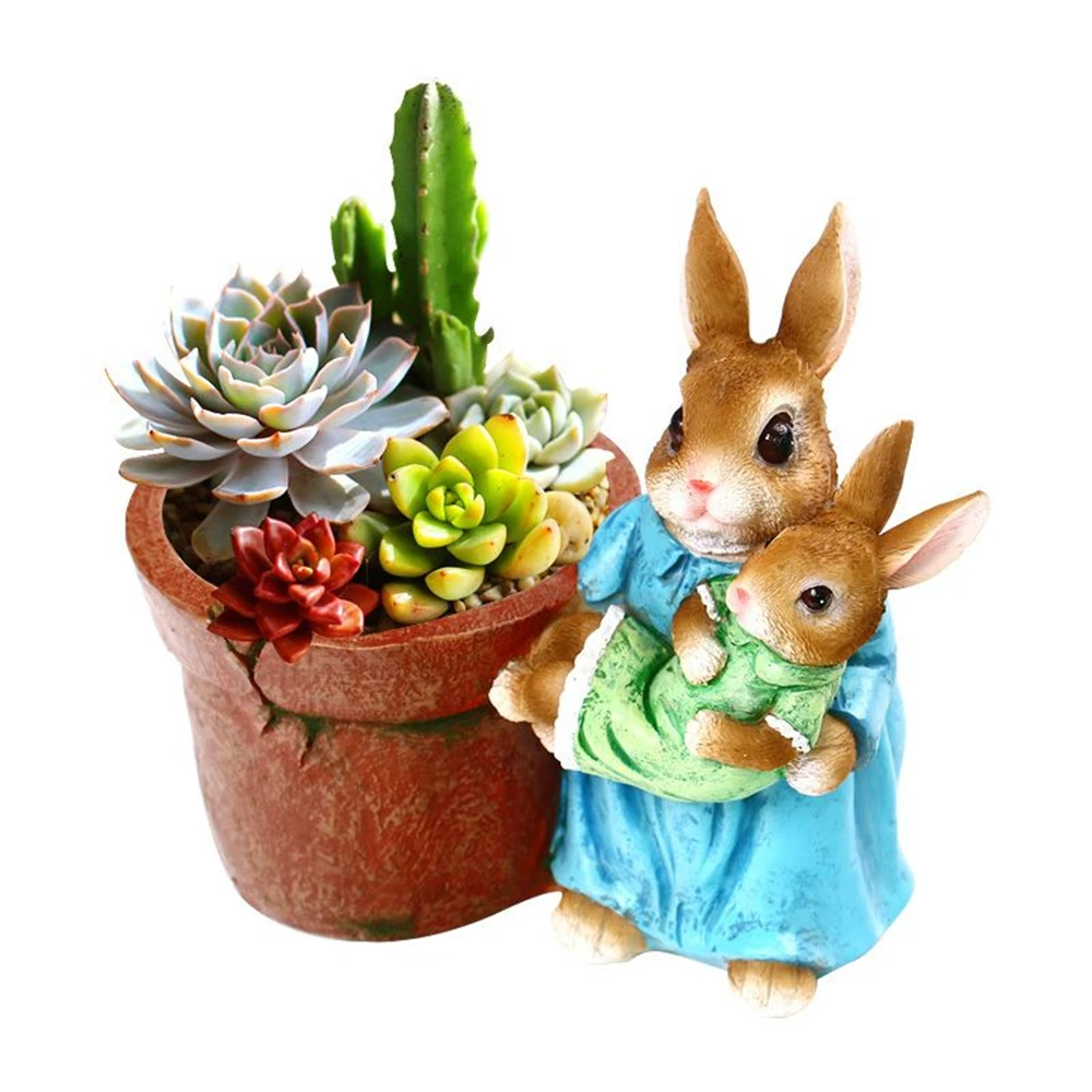 Rabbit Family Succulent Decor Flower Pot Retro Jars Barrels Shape Planters Garden Decoration 17cm Rabbit Flowerpots for Plants