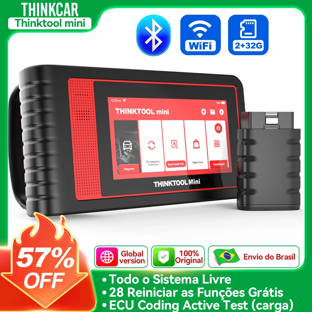 Thinktool mini/mini2 scanner de carro, ferramenta de diagnóstico de todos os sistemas, 28 ferramentas de verificação de reinicialização, controle bidirecional, leitor de código de codificação ecu