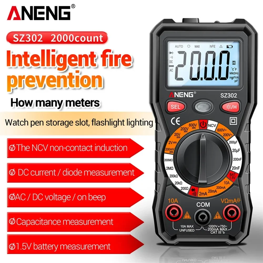 Picture 3: ANENG SZ301/SZ302 Digital Multimeter Professional LCD Auto AC/DC Votage Tester Diode Tester Current Professional Detector Tool