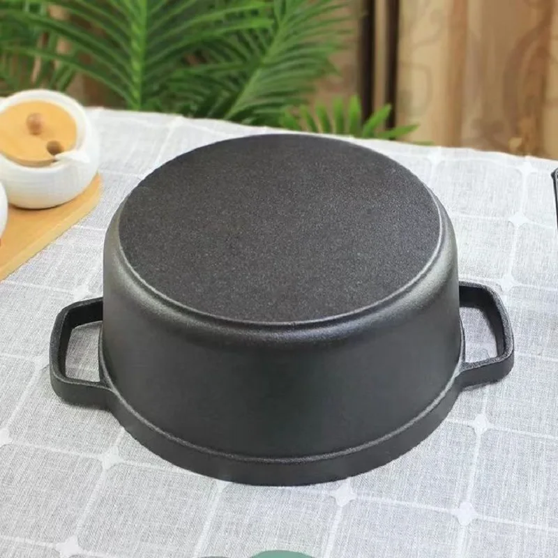 Cast iron 22cm 24cm 26cm stew thickened double ear cast iron soup pot non-coating non-stick multi-purpose stew pot