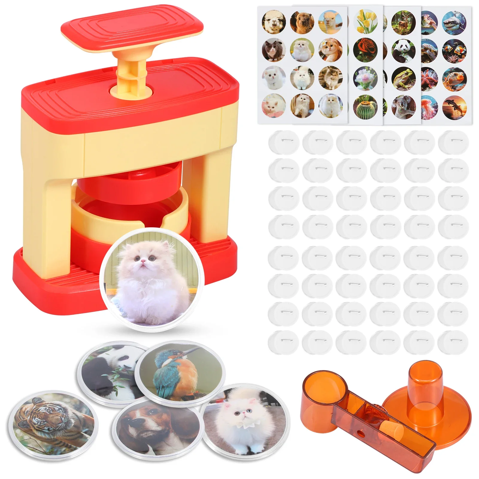 Badge Maker DIY Pin Button Maker Machine Badge Making Kit Hand Button Maker  for School Projects Christmas Festive Activities