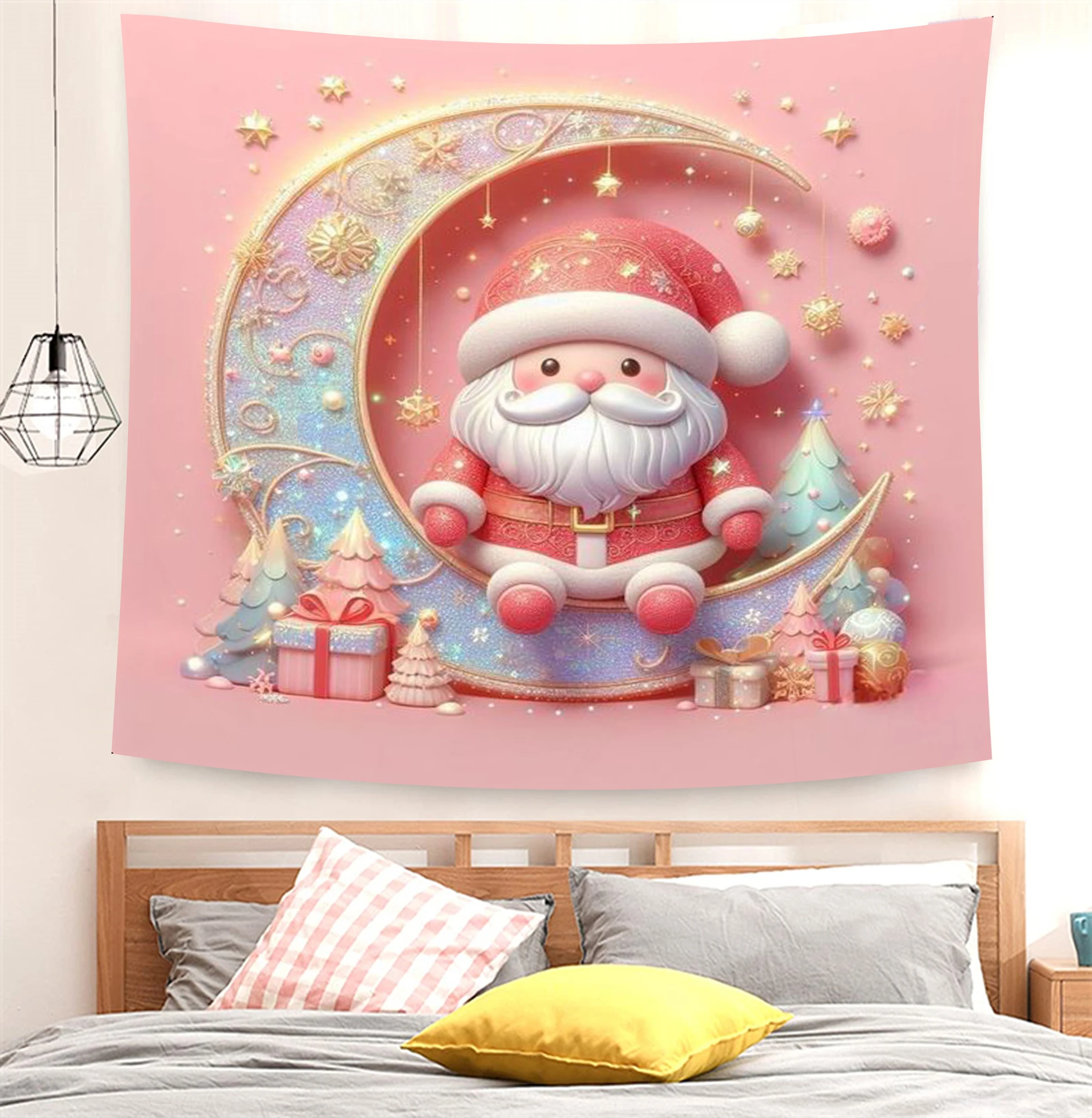 Tapestry Merry Christmas Decoration Santa Claus Tree Wall Art Background Cloth Living Room Home Decor