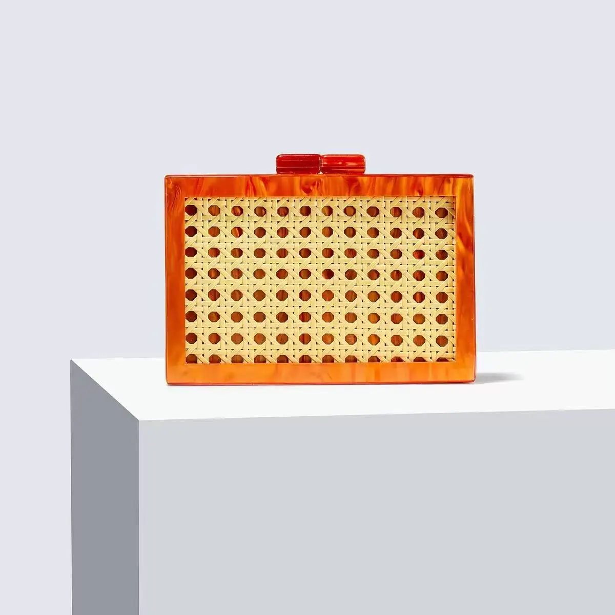 Original Neue Retro Abend-Clutch Rattan Gewebte Acryl Einzel-Schulter-Ketten-Umhängetaschen für Damen – Detail 10