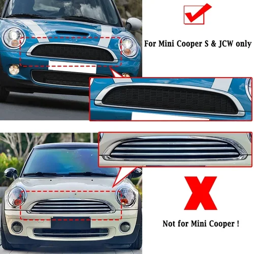 Imagen 2 del producto Rejilla de radiador de parachoques delantero, rejilla de malla de panal para Mini R55 R56 R57 R58 R59 2007-2015 Cooper S y JCW (no para Cooper)